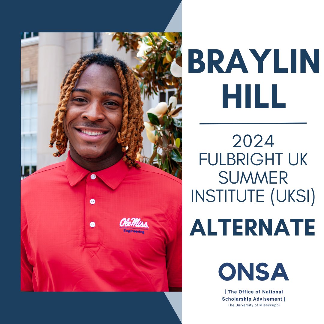 Congratulations to Braylin Hill for being named an Alternate for the 2024 Fulbright U.K. Summer Institute! We are so proud of you, Braylin!