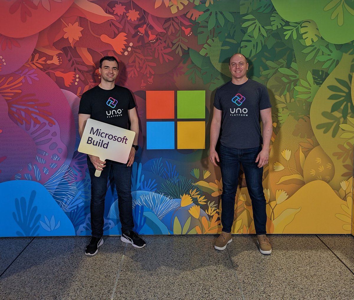 Think these @UnoPlatform shirts are cool? Come find @mzikmunddev and I at #MSBuild! We have a bunch of them to give away! We are ready to kick off our professional modeling careers any day now