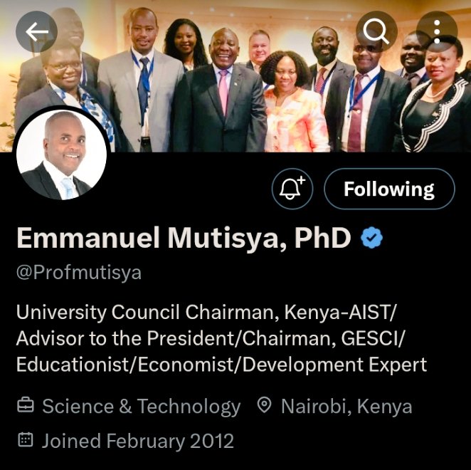 HonPeterMuli's tweet image. This verified Twitter(X) account is the sole official representation of @Profmutisya .Caution is advised to prevent falling victim to fraudulent individuals posing as Prof Emmanuel Mutisya,@Kenya_aist,Chairman.

#statevisit2024
#KenyaUs
#innovationtech