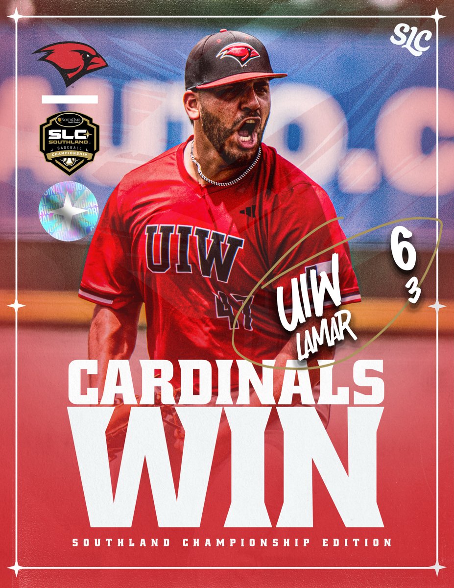 THE WORD UPSETS TOP-SEEDED BIG RED Cam Caley's ninth-inning bomb gives No. 8 UIW a thrilling come-from-behind victory over top-seeded Lamar at the @mynorthoaks Southland Baseball Championship! #EarnedEveryDay
