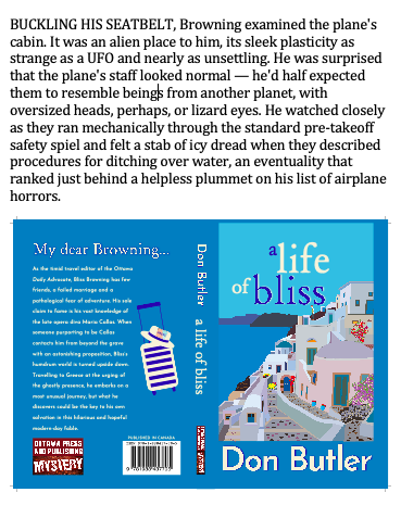 It's #bookqw and today's word is DREAD. In this excerpt from my first novel, A Life of Bliss, Bliss Browning has overcome his fear of flying just enough to board a plane headed to London.