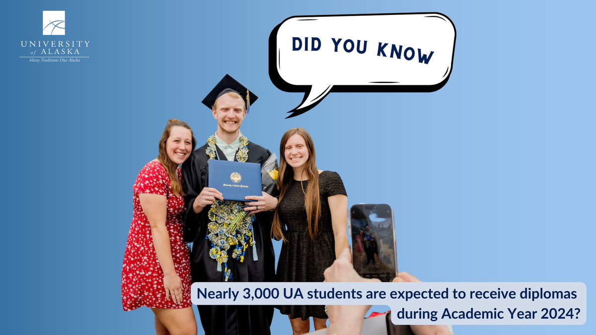 🎓 Big congrats to the Class of 2024! UAA, UAF, UAS, and their community campuses have been holding commencement ceremonies across the state. We're proud to welcome our graduates to the @uasoutheast @uafairbanks @uaa_news alumni family! 👉alaska.edu/news/did-you-k…