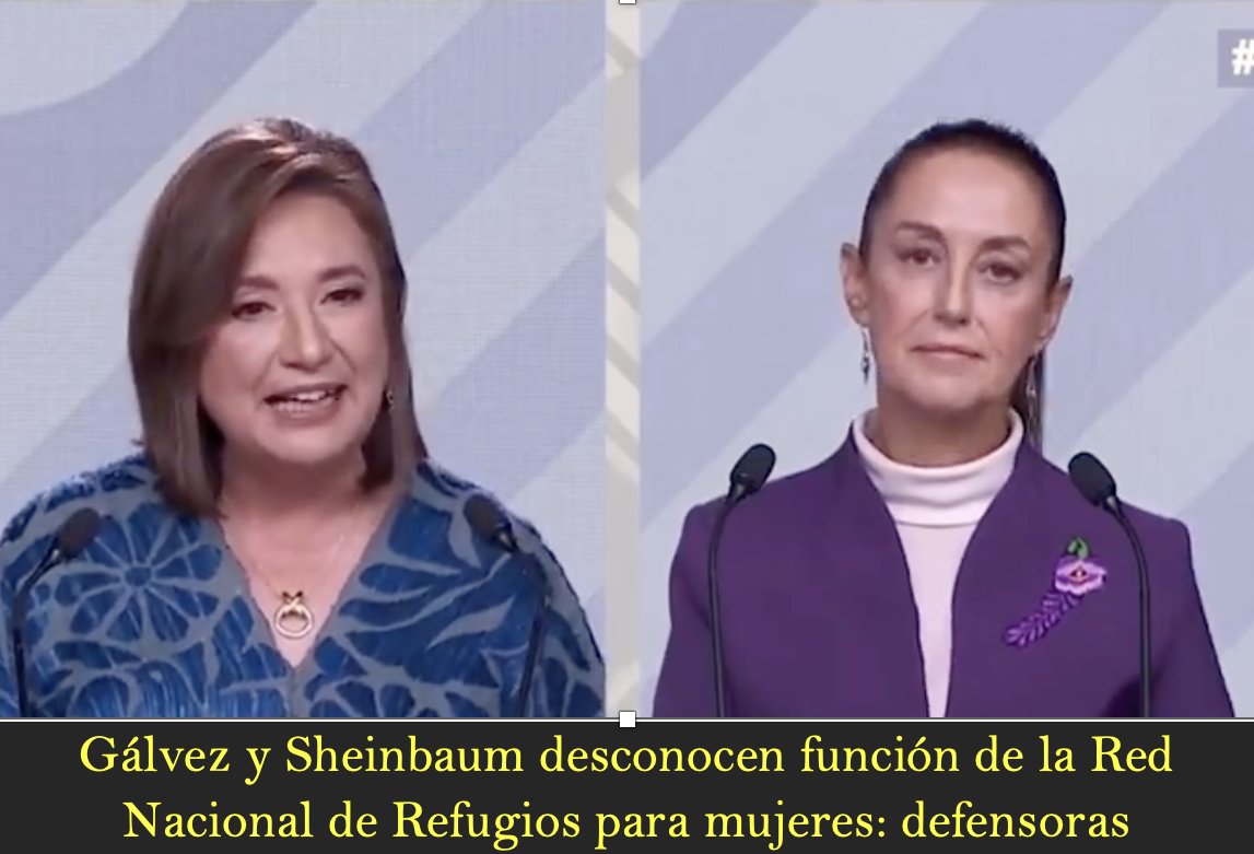 Integrantes de la Red Nacional de Refugios, evidenciaron que tanto Claudia Sheinbaum Pardo, como Xóchitl Gálvez Ruiz, desconocen la función de los espacios de la Red, donde colectivos feministas implementan medidas para evitar feminicidios. 🗞 📲 acortar.link/3cr2Sq