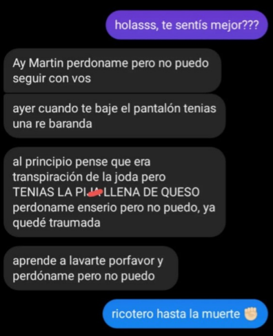 “Ricotero”

Por la respuesta de un chico cuando una mujer lo acusó de sucio.