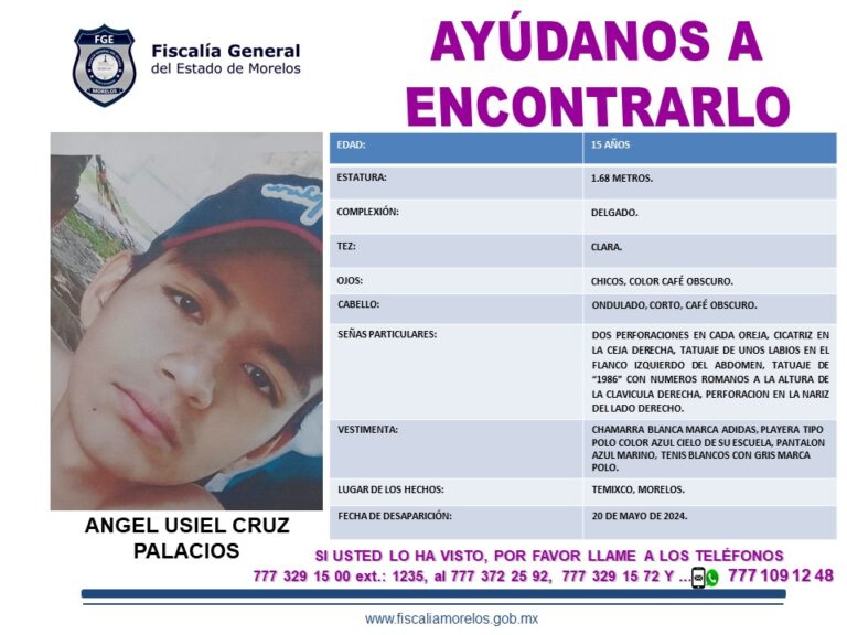 #AlertaAMBER
Nombre: Ángel Usiel Cruz Palacios
Edad: 15 años de edad (Al momento de su desaparición)