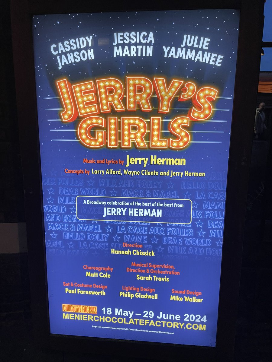 Just out of #Jerry’sGirls @MenChocFactory. Review tomorrow on standard.co.uk and @ESCulture