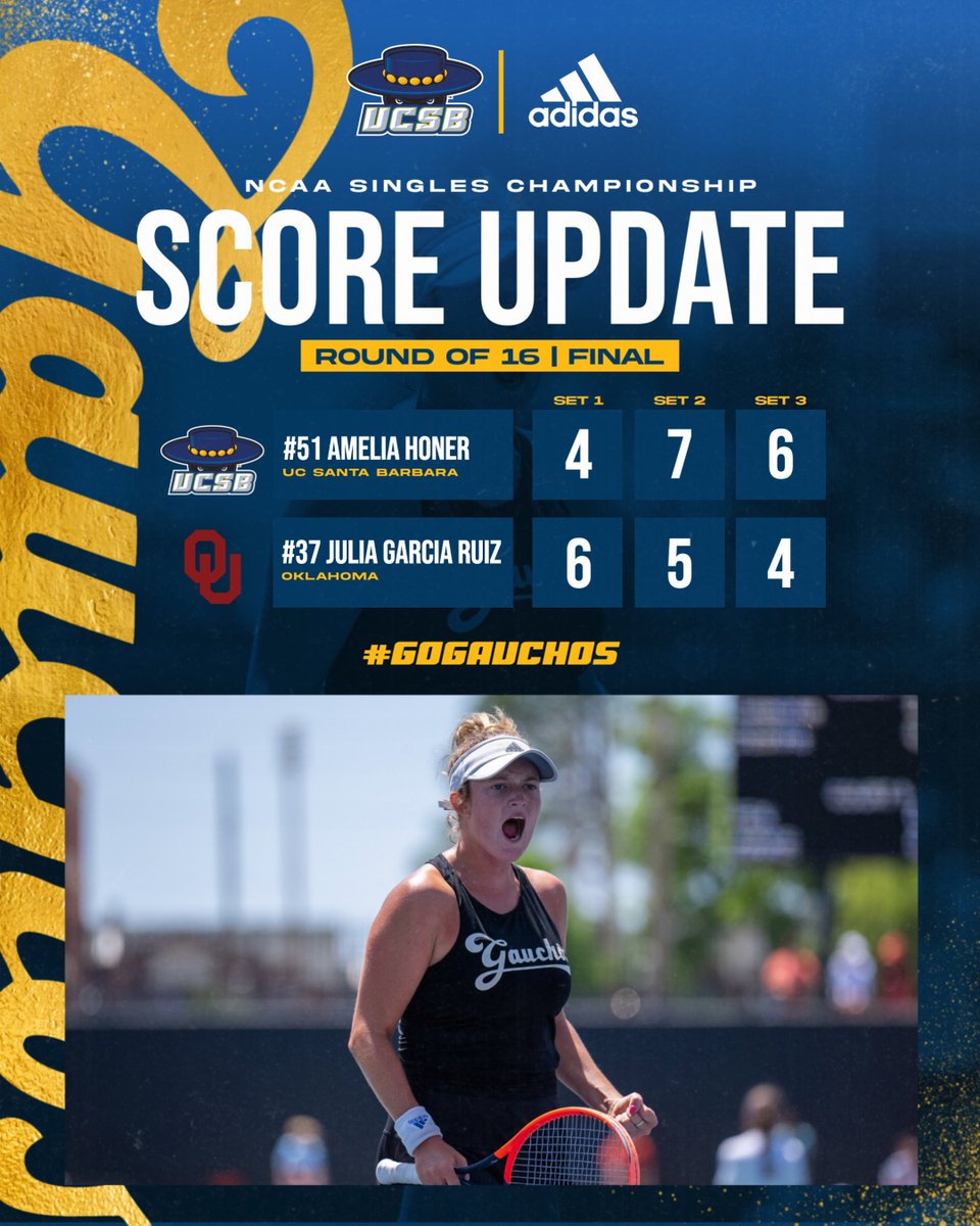 SHE'S ELITE! Honer moves on to the Quarterfinals of the NCAA Singles National Championships! #GoGauchos | #NCAATennis