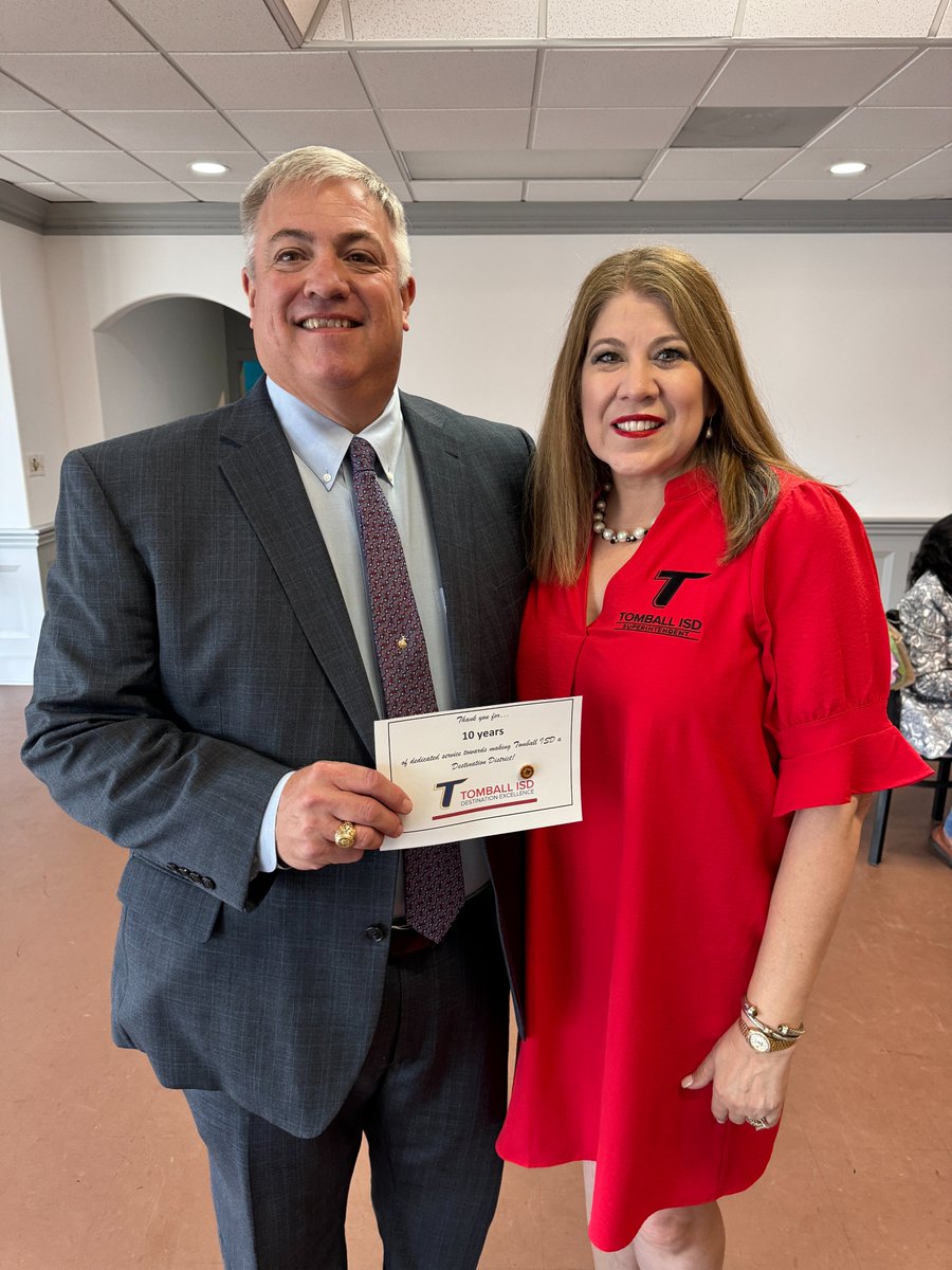 Congratulations to our very own Superintendent of Schools Dr. Martha Salazar-Zamora for earning her 10-year service pin with <a href="/TomballISD/">Tomball ISD</a>! 

Thank you for continuing to be an inspiring, innovative and passionate leader in public education. We are lucky to have you!