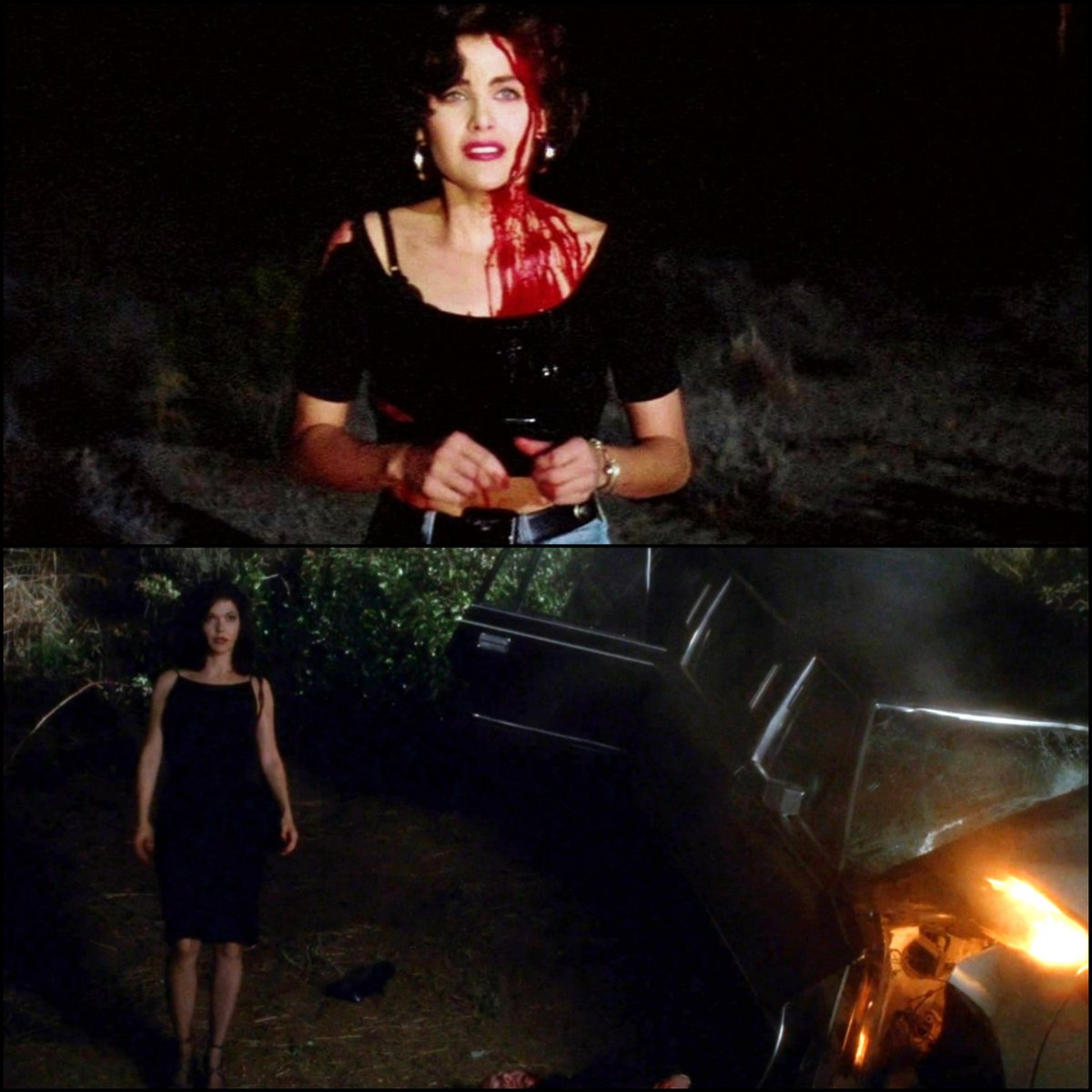 Mulholland Drive which features a mysterious dark-haired woman surviving a  horrible car accident was originally conceived as a Twin Peaks spinoff  starring Audrey Horne as played by Sherilyn Fenn who had a