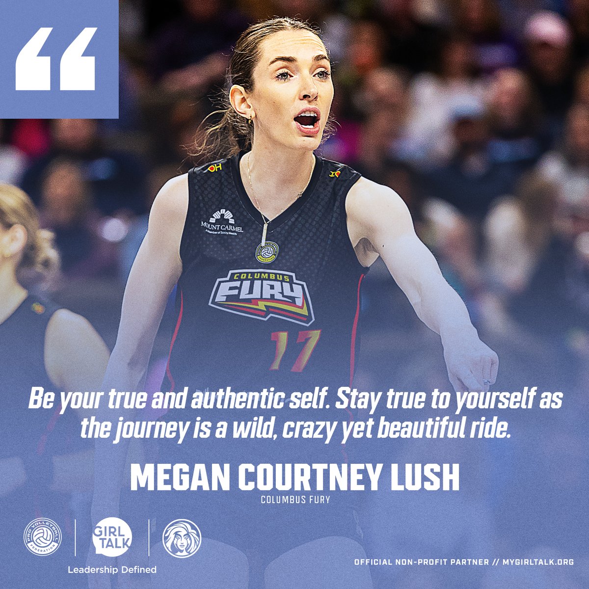 mlvolley's tweet photo. Lead Fearlessly! Megan Courtney Lush @ColumbusFury @GirlTalkInc #mygirltalk #LeadershipDefined #becauseitmatters https://t.co/QeQbq8Nczq