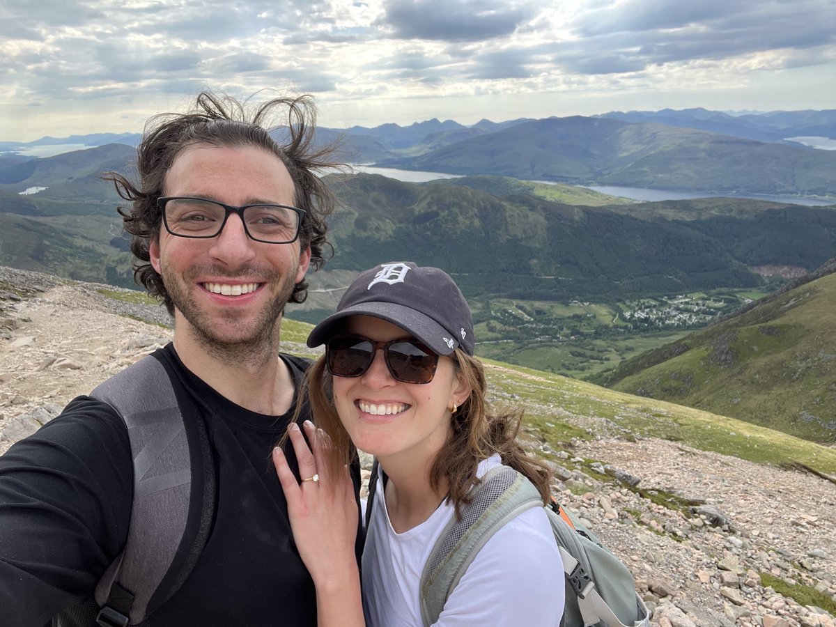 I’m on vacation in Scotland but have some news to break anyways: I asked her on a mountaintop, the highest peak in the UK. And she said yes. How lucky am I?!