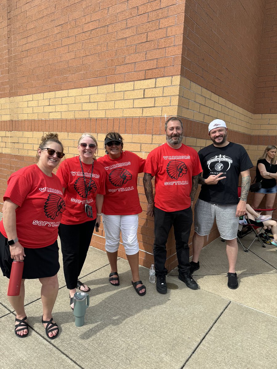 Teacher cheering squad at EF softball game. <a href="/EFWarriors/">Elizabeth Forward HS</a>