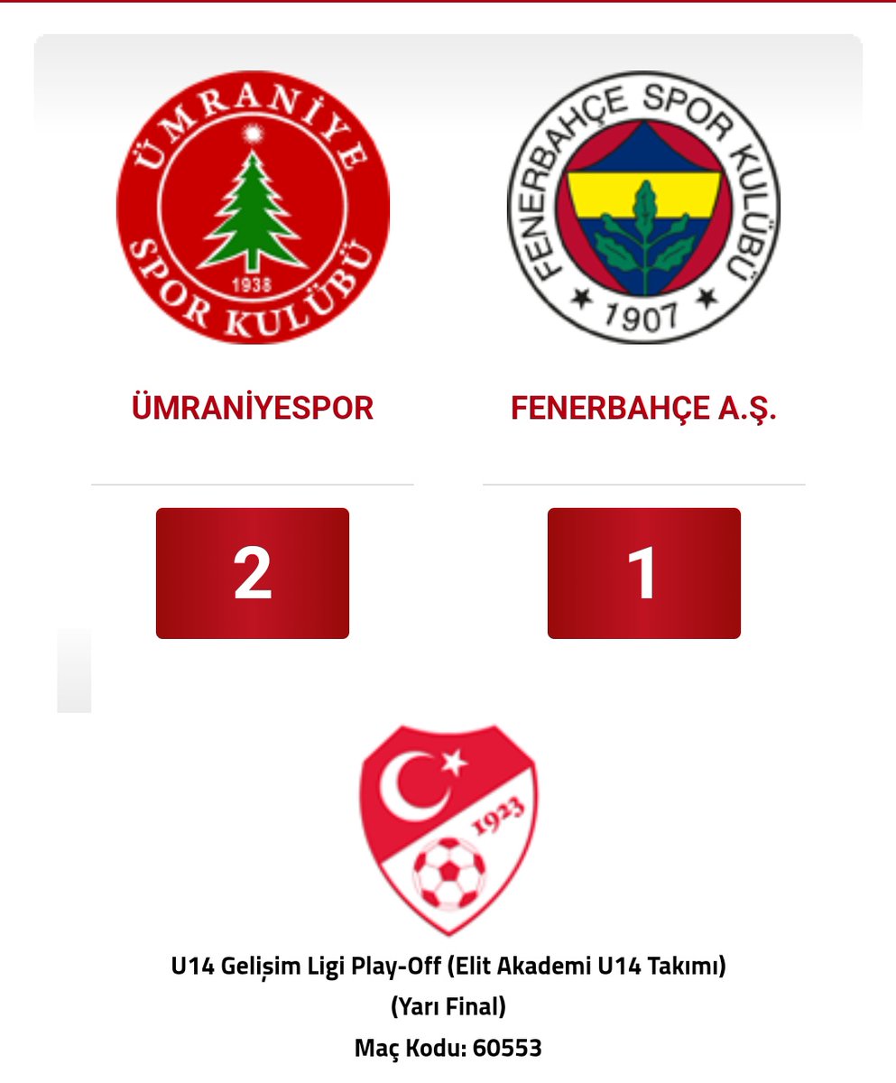 Yarı Final maçında Ümraniyespor'a 2-1 kaybeden Fenerbahçe U14 takımımız final şansını kaybetti. Fenerbahçe U14 takımımız Beşiktaş U14 takımı ile 3. 4.lük maçı oynayacak.