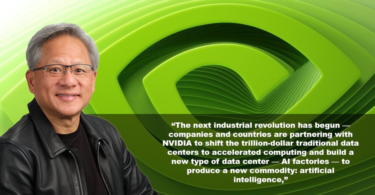 Investeraren's tweet photo. NVIDIA slår de högt ställda förväntningarna i samband med sin rapport. "The next industrial revolution has begun" 🔥 Överträffar topline likväl (+262% YoY) som bottom line (+461% YoY) och höjer dessutom kvartalsutdelningen +150% och aviserar split om 10:1. Hatten av!  #PrataPengar https://t.co/EpmyX3FO3s