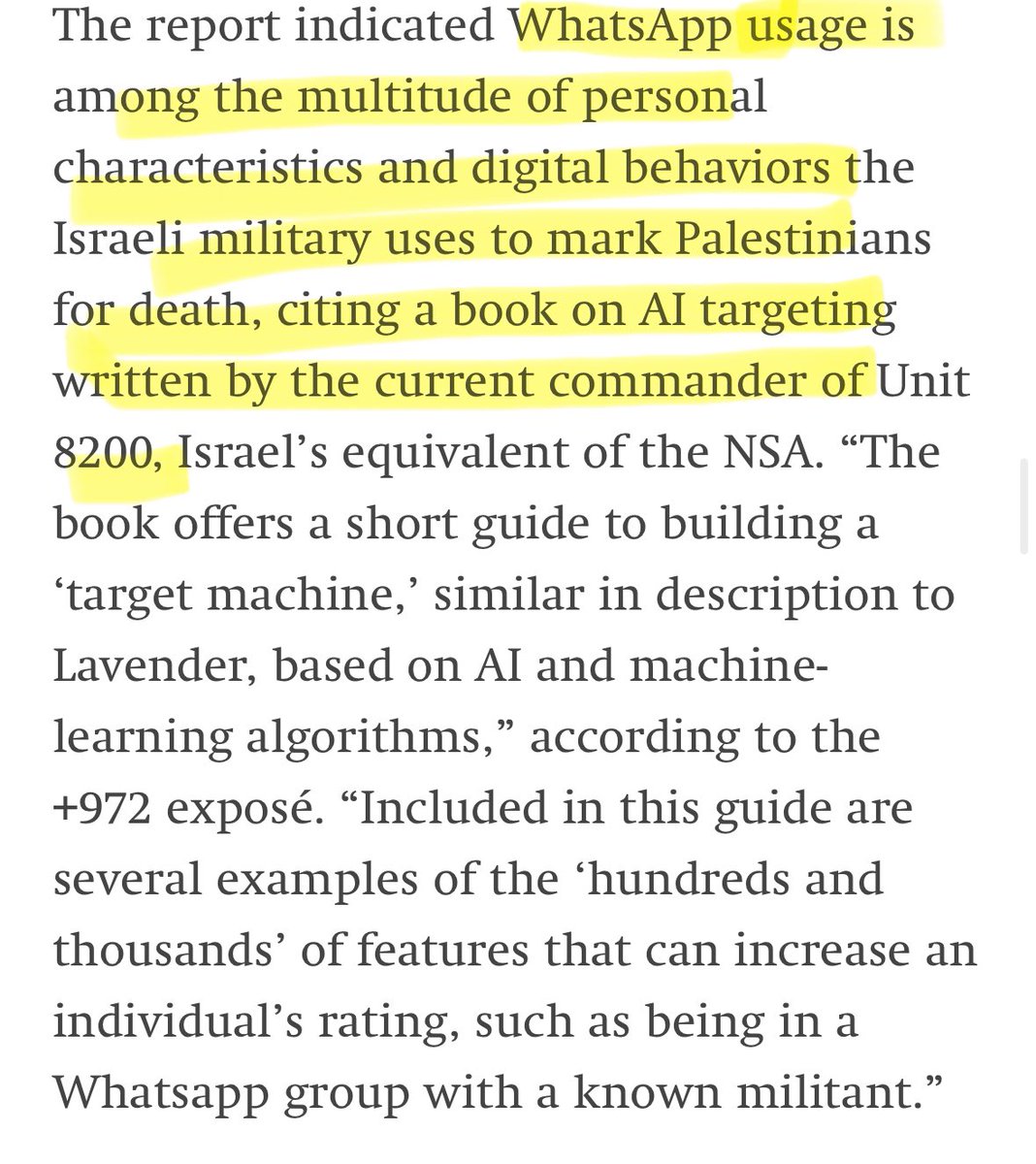 Disturbing reporting about a story that has only worsened in recent years: the way commonplace technology and platforms we use on a day-to-day basis are used to surveil, criminalize, target and kill people - specifically, in this case, Palestinians.