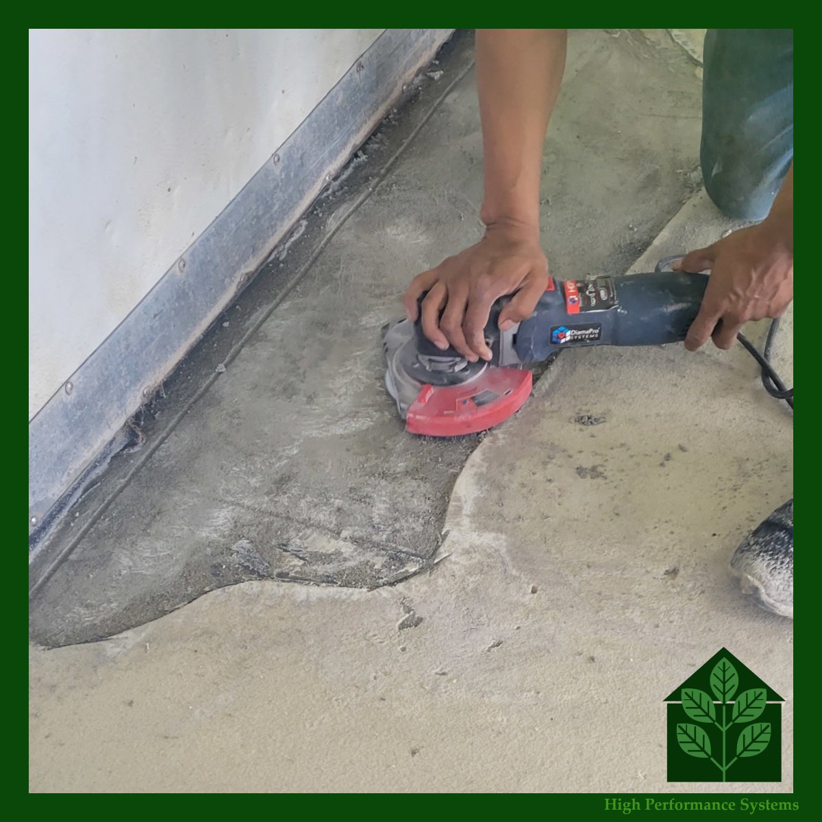 Hand-grinding hard-to-reach areas is a vital step in the #epoxyflooring preparation process. It ensures that these areas are properly prepared, free of contaminants and have the necessary surface texture for the epoxy to adhere effectively highperformancesystems.com #CommercialFloor