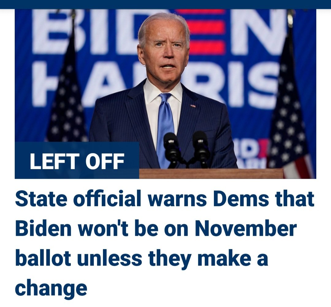 Democrats, leftists, and liberals, you all opened Pandora's box, and now, here you go Quote: As it stands today, the Democratic Party’s presidential nominee, Joe Biden, will not be on the Ohio ballot. That is not my choice. It’s due to a conflict in the law created by the