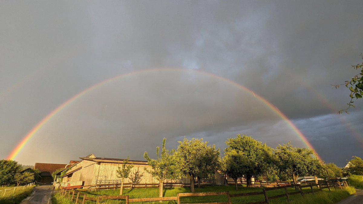 Rainbow over the farm this evening.
