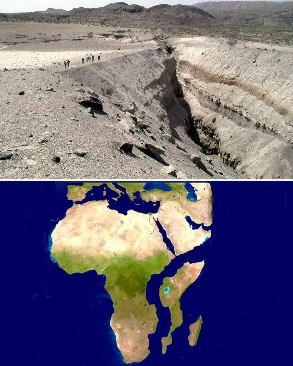 A new ocean is forming in Africa along a 35-mile crack that opened up in Ethiopia in 2005. The crack, which has been expanding ever since, is a result of three tectonic plates pulling away from each other.
📸by: Anthony Philpotts