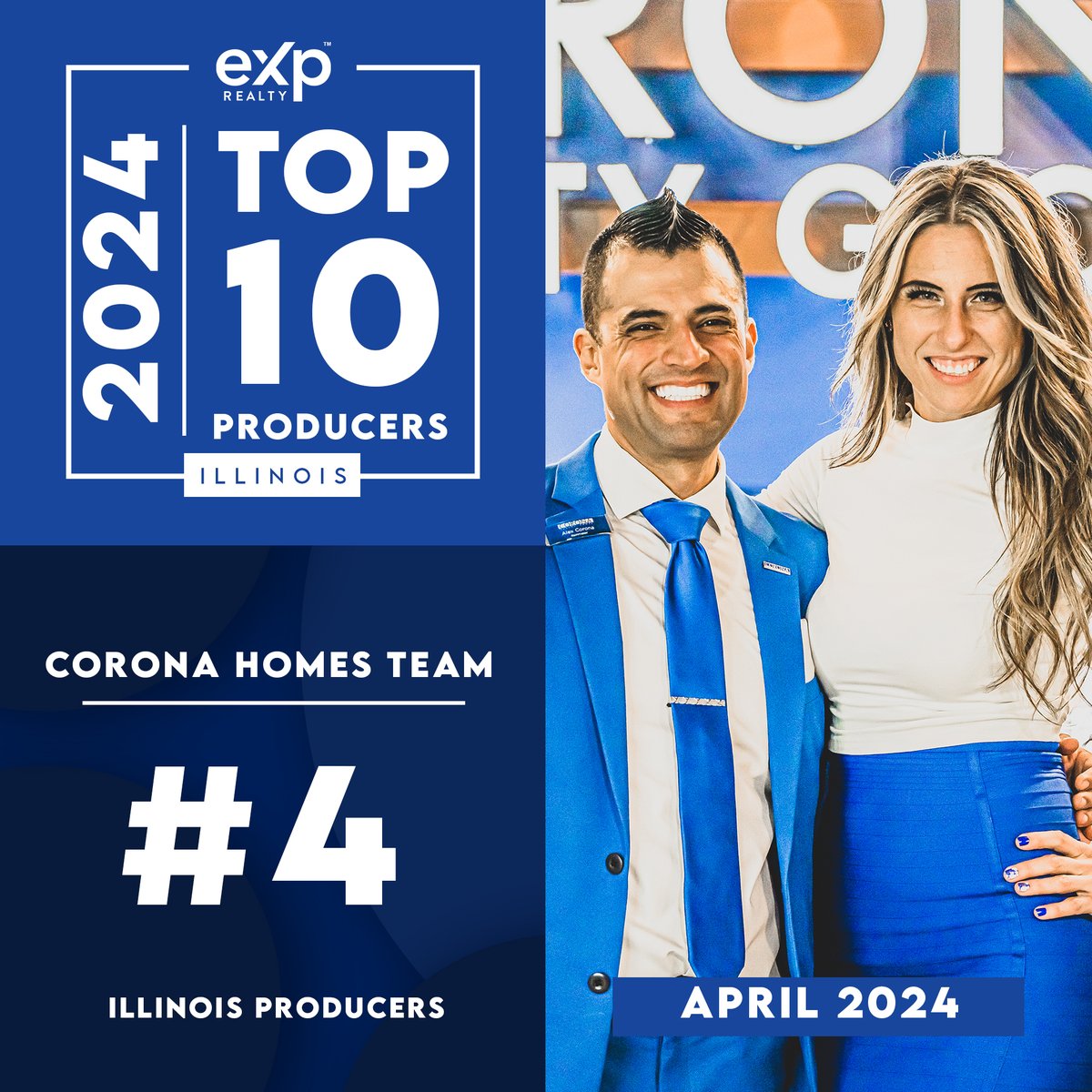 🎉 Excited to announce the Corona Homes Team ranked #4 among Top Producers in Illinois for April 2024! 🏡 Thanks to our amazing clients and partners for your support. Here's to more success! #Exprealty #TopProducers #IllinoisRealEstate #CoronaHomesTeam #Chicago #CoronaSharks