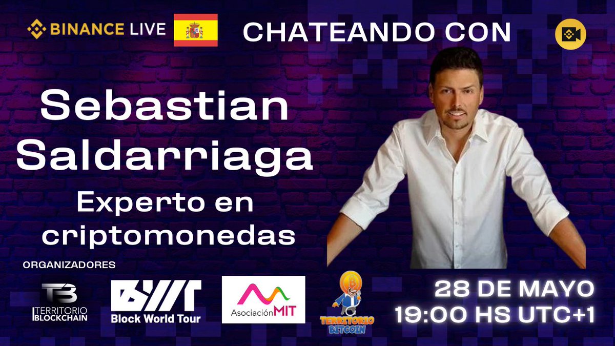 binance.com/es/live/video?… Conoce a <a href="/isebastian/">Sebastian Saldarriaga</a> Sebastian Saldarriaga, uno de los grandes expertos en criptomonedas de latam, el proximo 28 de mayo en <a href="/binance/">Binance</a> Live !! <a href="/BinanceLATAM/">Binance Latinoamérica</a> <a href="/BinanceES/">Binance España</a>