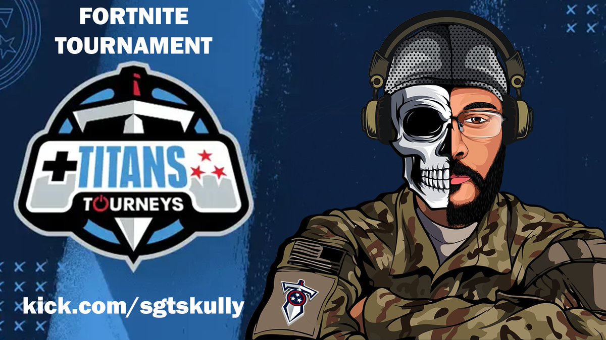 Going live at 7 pm (EST) tonight on @KickStreaming for the @Titans Fortnite Tournament!

Stop by and show some support.
kick.com/sgtskully

#TitanUp #DreamCreateInspire #Fortnite