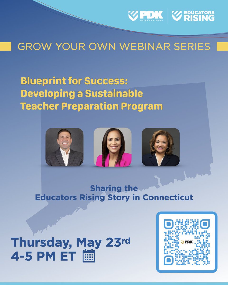 📣 @EducatorsRising is a community-driven initiative where school chapters help pave the way for students to enter teacher preparation programs at institutes of higher education. In this Blueprint for Success session, @DrJamesLane will be joined by @EducateCT Deputy Commissioner