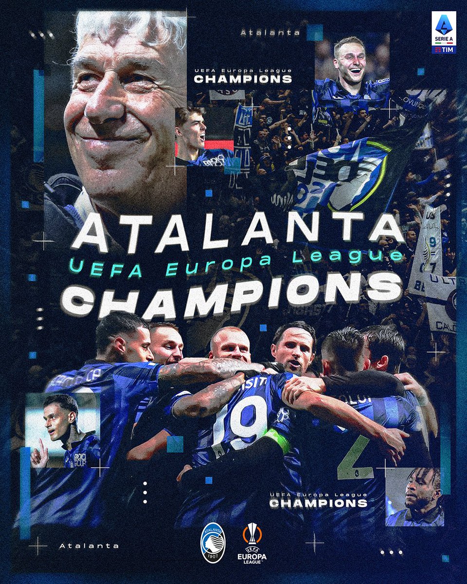 SerieA's tweet photo. Siiii, @Atalanta_BC! È tutto vero! SEI CAMPIONE! 🖤💙🏆✨

#Uel #AtalantaBayer04 https://t.co/VToPO61M7Y