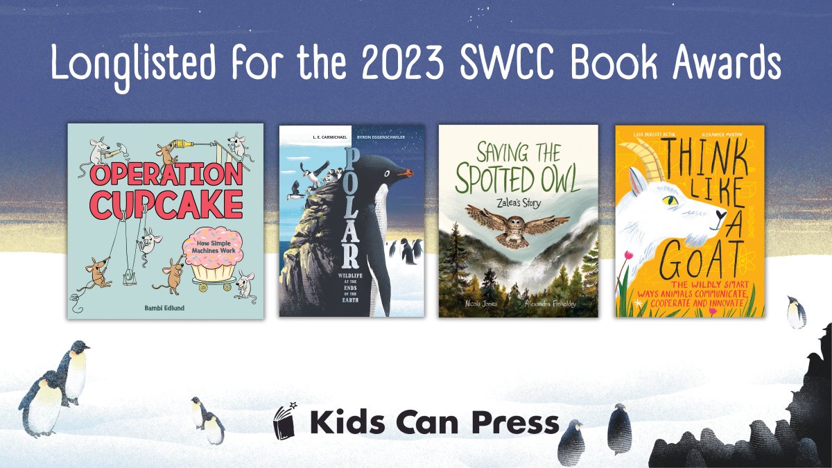 Congratulations to the four KCP titles longlisted for the 2023 SWCC Book Awards! The Science Writers and Communicators of Canada Book Awards honour outstanding contributions to science writing. bit.ly/4byOnZt

🐭 OPERATION CUPCAKE, written and illustrated by Bambi Edlund