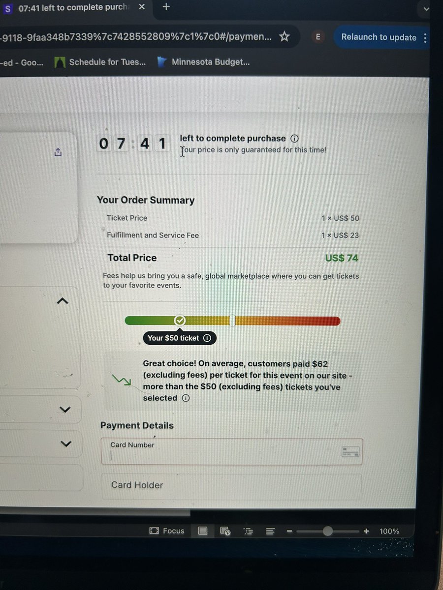 Excited for LCD Soundsystem tonight, and also for these bullshit fees to be illegal in Minnesota, thanks to @emmagreenman.