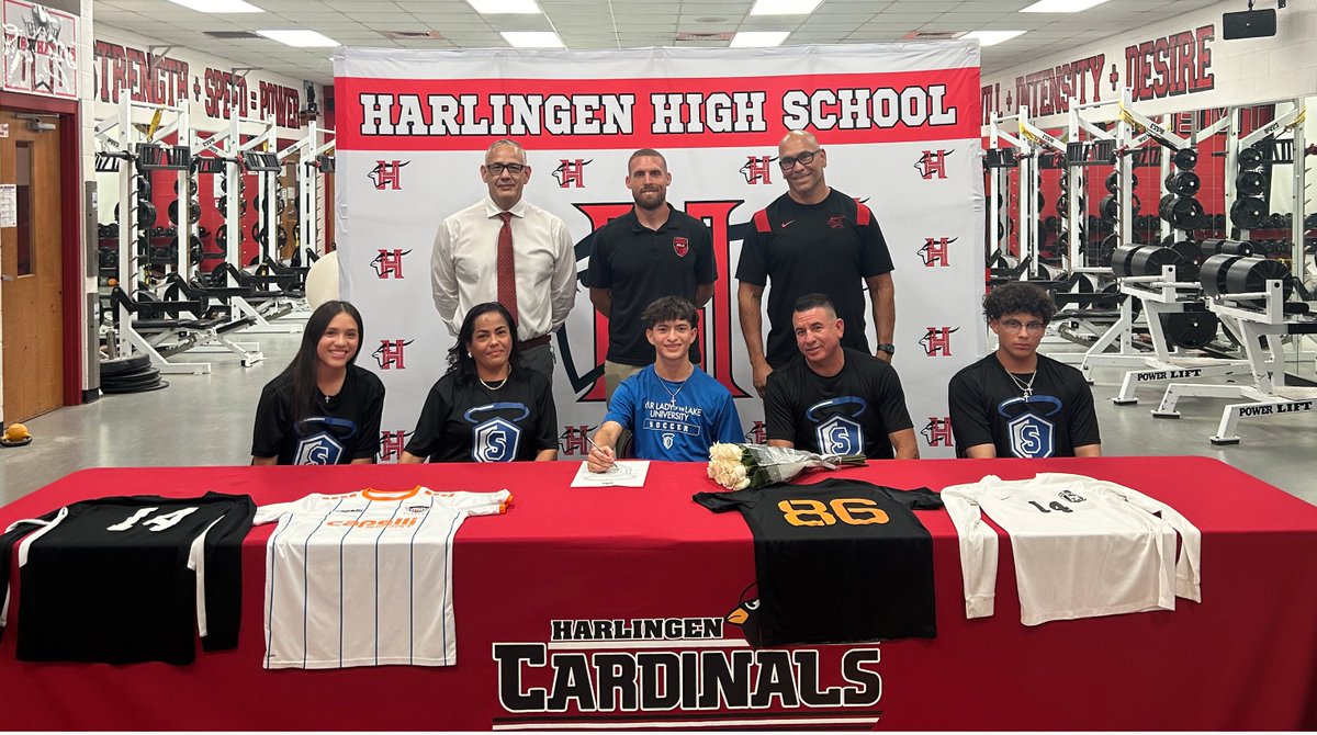 Big Congratulations to Harlingen High School student-athlete, Jerry Martinez, who just signed his letter of intent for Our Lady of the Lake University soccer team! We wish you all the best for next year!