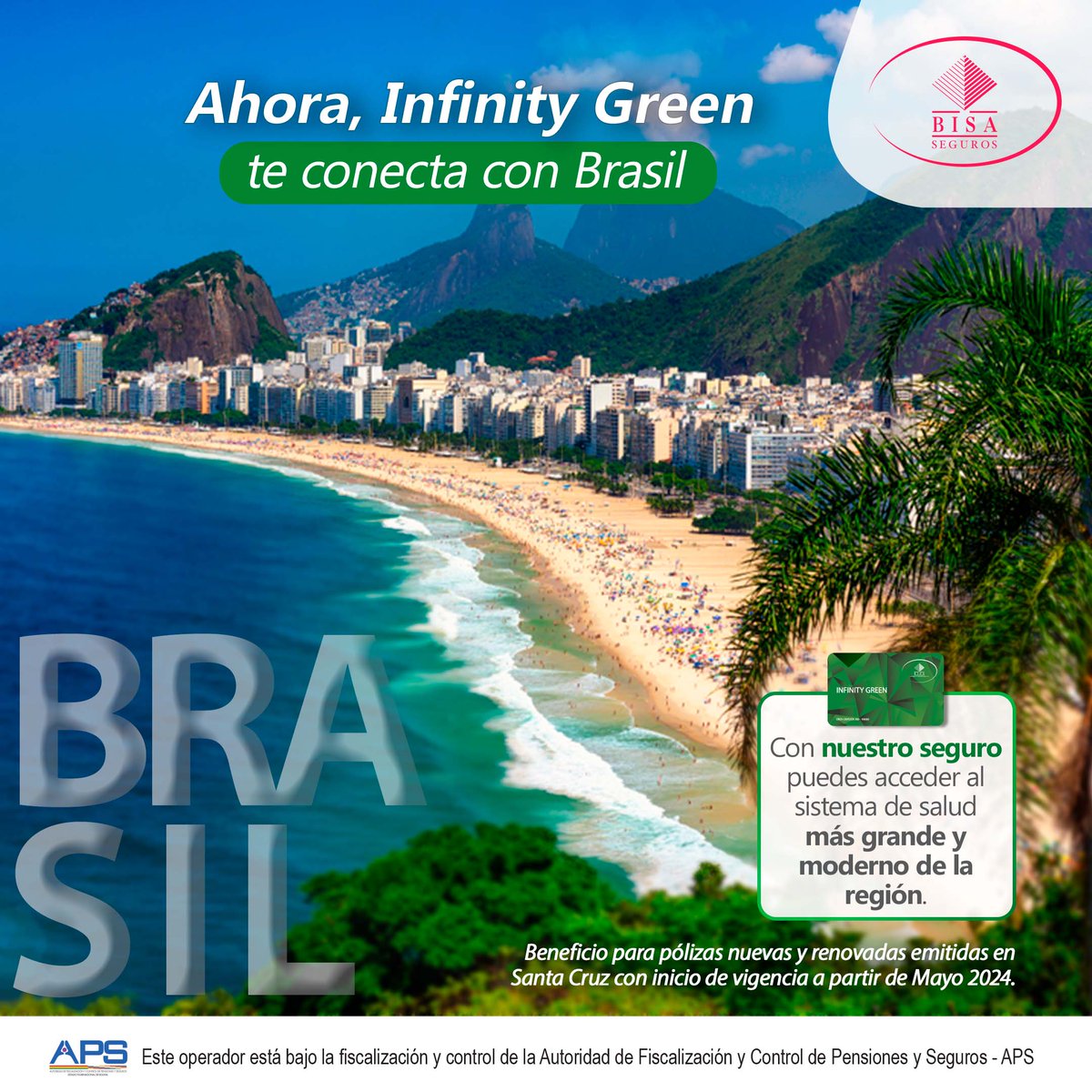 ¿Sabías que ahora Infinity Green tiene cobertura en Brasil? 🇧🇷
Así es, ahora puedes solicitar este beneficio si tu seguro es emitido en Santa Cruz con inicio de vigencia en Mayo 2024. 🏥💚
hubs.ly/Q02yblxv0