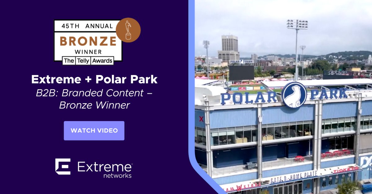 .@PolarPark was voted “Best of the Ballparks” in 2023, and our video about the network deployment earned Bronze in the 45th @TellyAwards. Watch the video: extremenetworks.com/resources/case… #WiFi #SpotsTech #TellyAwards