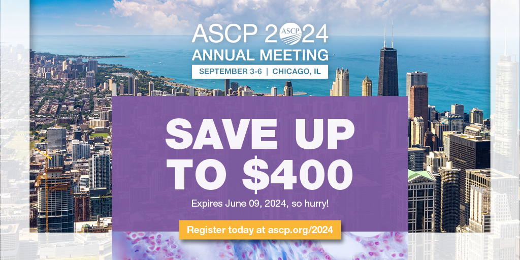 There’s still time to save big with Extra Early Bird Registration for #ASCP2024 in Chicago! #Save up to $400 and meet with colleagues from around the world to learn, build skills, and network. Register now and save: bit.ly/3UQVXre