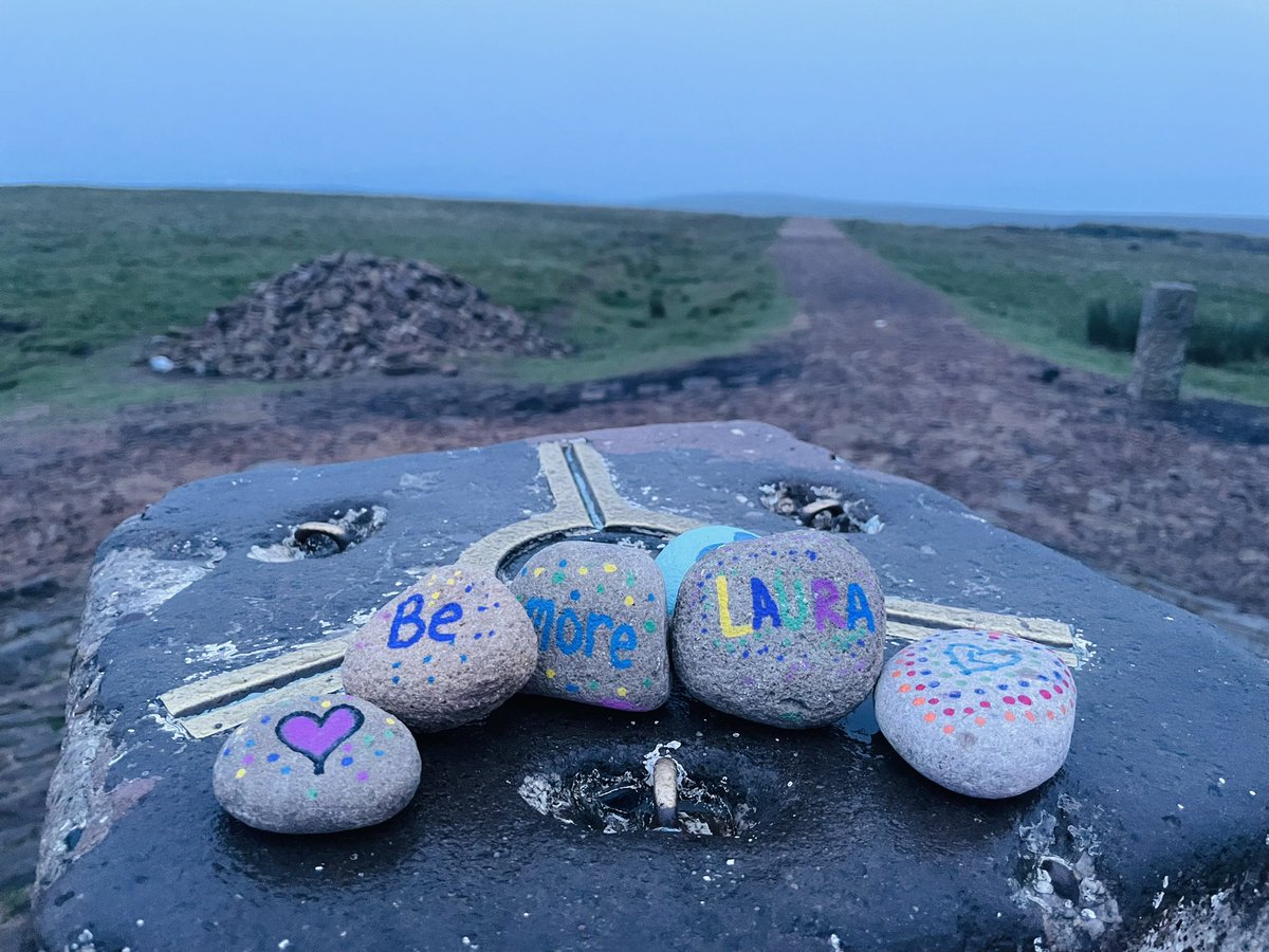 Thank you so much for all the kind messages today, they really did help.
We were up on #Pendle for 4am (unfortunately rain hid sunrise) 
Then blubbed through some old home videos before spending the afternoon doing random acts of kindness. 
Even the sky cried on #BeMoreLauraDay