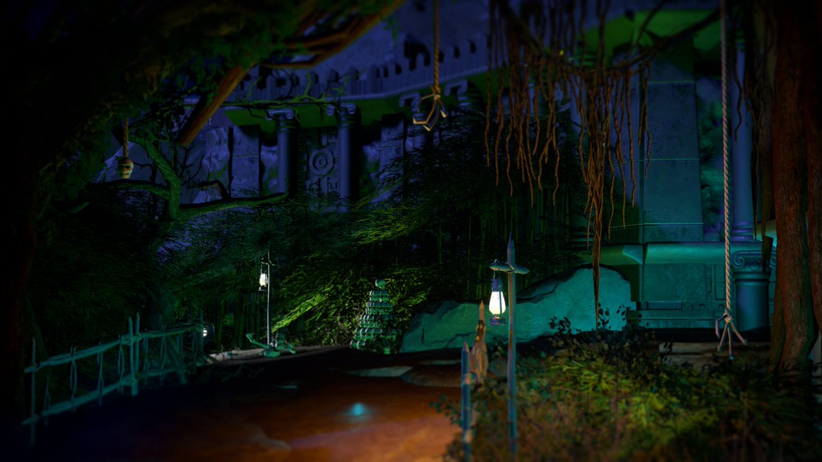 Wikz12's tweet image. More progess was done on stream today, in my dark ride build 'Temple Trials'. I'm slowly getting everything blended nicely together. I would say 2 months, and we will have another project finished! Here are a few shots! @PlanetCoaster  #templetrials #darkride