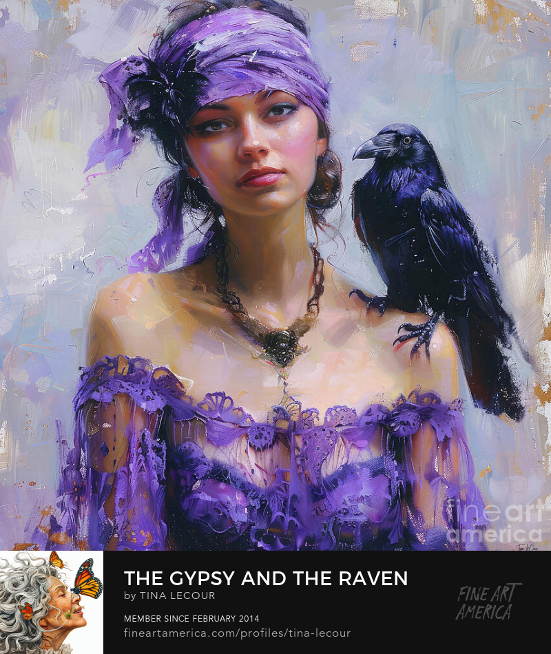 The Gypsy And The Raven...Available Here..tina-lecour.pixels.com/featured/the-g… #portrait #gypsy #Bohemian #Boho #mystical #mystic #bird #raven #WomensWednesday #wallartforsale #wallart #WallArtDecor #homedecoration #homedecor #interiordecor #artprints #bohostyle #birds #giftideas #gifts