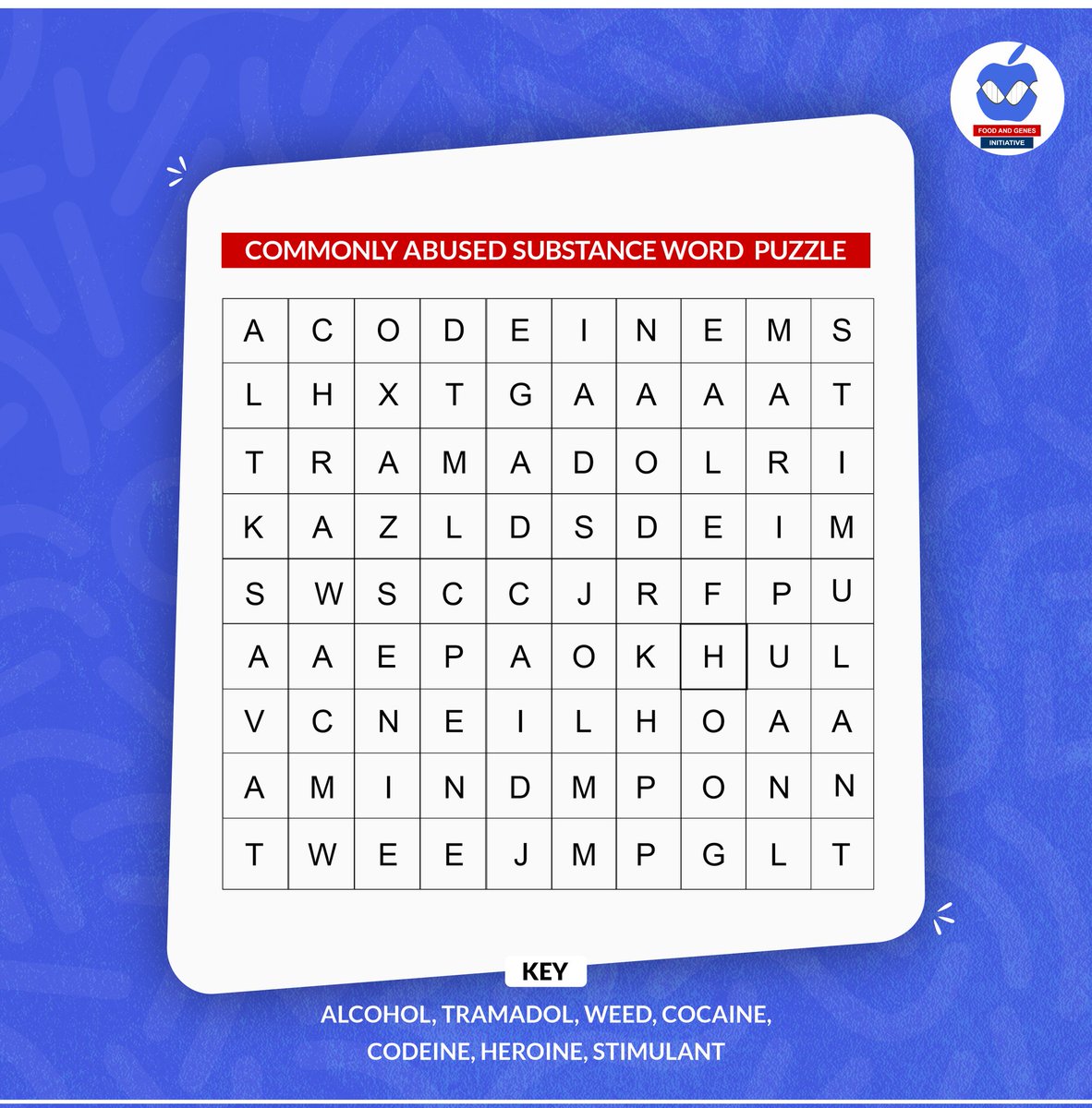 Puzzle time, can you solve it? Drop your answers in the comment section 👇👇👇

#fagieducate 
#puzzletime 
#puzzles
#drugabuse