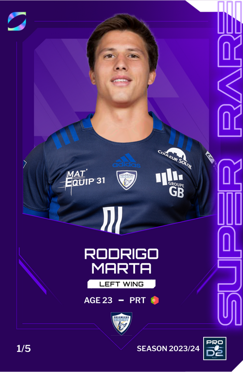 Neycoo_'s tweet photo. La collection de notre incroyable ailier columérin Rodrigo Marta est enfin terminé.
Plus qu'à continuer de nous faire rêver l'année prochaine
#rugby #prod2 #colomiersrugby #colomiers #marta #oval3 #rugbygame #game #nft #nftrugby #nftgame #lnr #rugbyprod2 #rodrigomarta https://t.co/Y0pZQSATAE