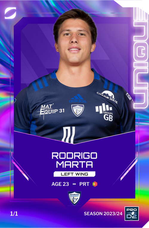Neycoo_'s tweet photo. La collection de notre incroyable ailier columérin Rodrigo Marta est enfin terminé.
Plus qu'à continuer de nous faire rêver l'année prochaine
#rugby #prod2 #colomiersrugby #colomiers #marta #oval3 #rugbygame #game #nft #nftrugby #nftgame #lnr #rugbyprod2 #rodrigomarta https://t.co/Y0pZQSATAE