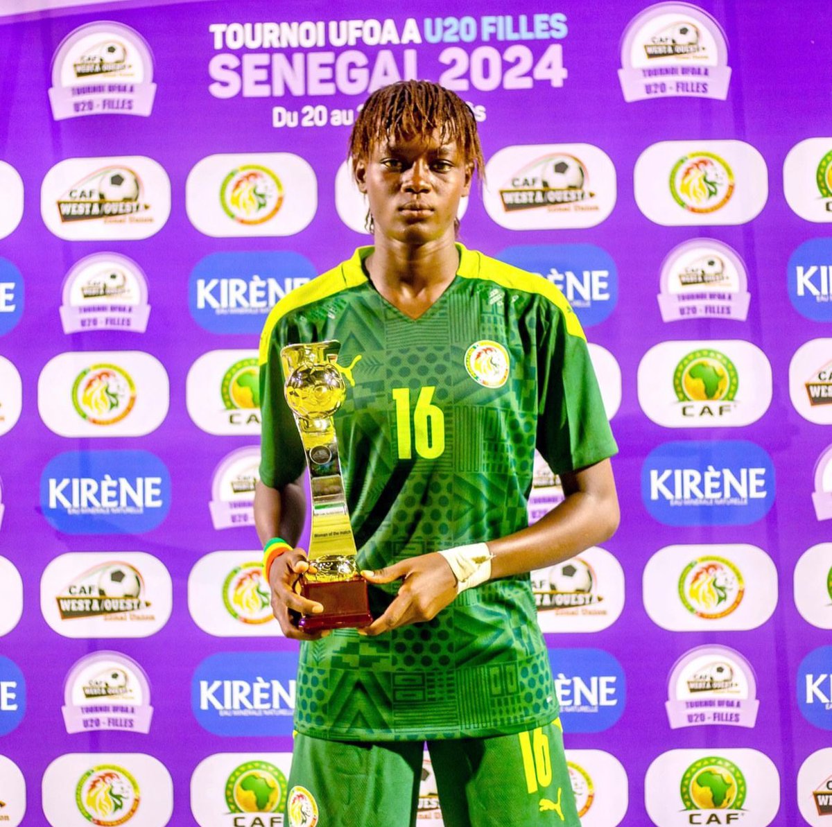 Notre attaquante Adji Ndiaye, élue femme du match contre la Guinée Bissau. #UFOAAU20👏🤩