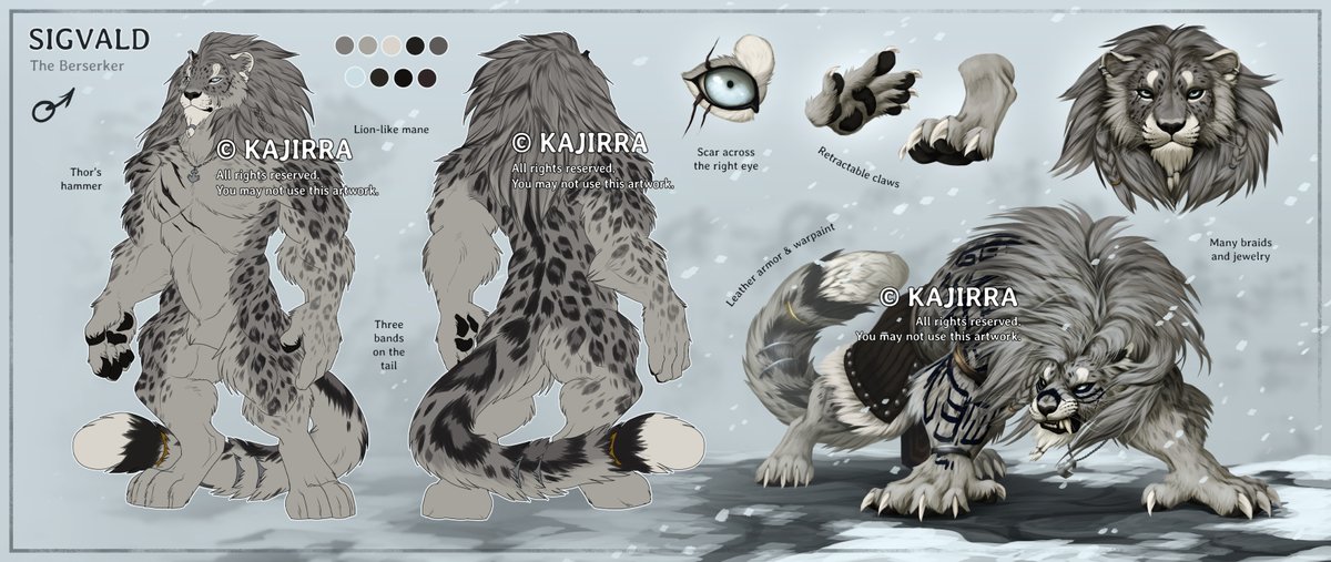 A reference sheet for AriesRedWolf on DeviantArt ❄️