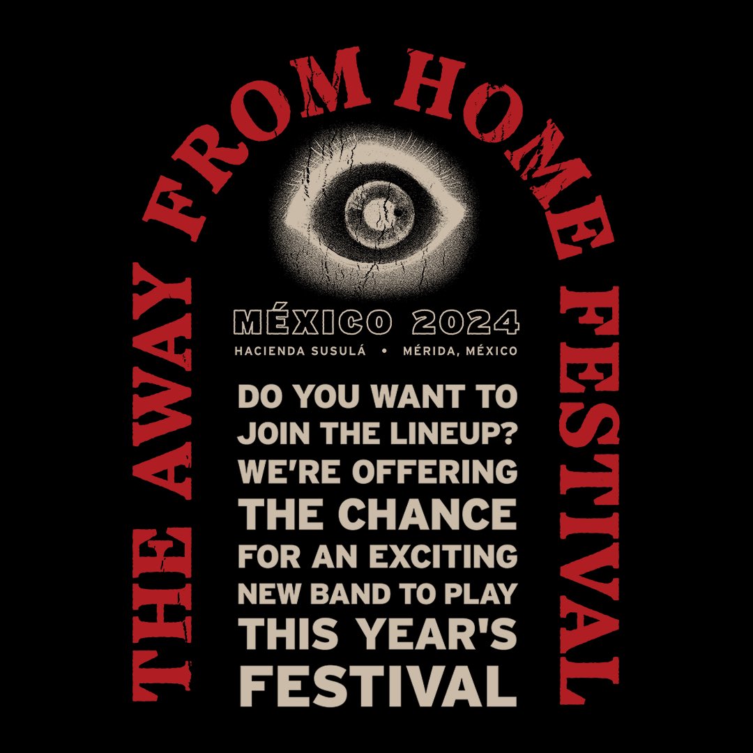 ¡Tenemos una noticia increíble para todas las bandas! ¡Únanse al lineup del festival en Mérida, México, el sábado 8 de junio de 2024! awayfromhomefestival.os.fan/join-the-afh-l…