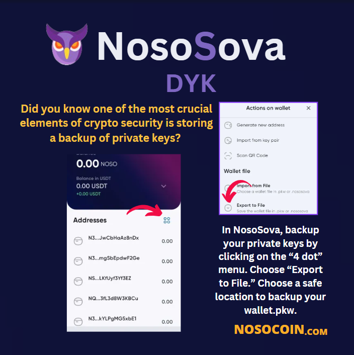 🔐 Protect your #Noso! Did you know that one of the most crucial elements of crypto security is storing a backup of your private keys? Losing them means losing access to your funds forever. Don't risk it—keep your keys safe! 🛡️#masternodes #CryptoSafety #Noso #PIVX #LTC #DASH