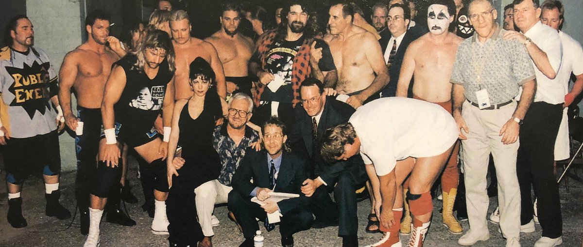 Brian Hildebrand at the Curtis Goes Home fundraiser event July 30, 1999. #brianhildebrand #alsnow #jimcornette #chrisbenoit #mickfoley #brunosammartino #tracysmothers #dominicdenucci #wrestling #sharkboy #lesthatcher #wowmagazine #roccorock #attitudeera #classicwrestling