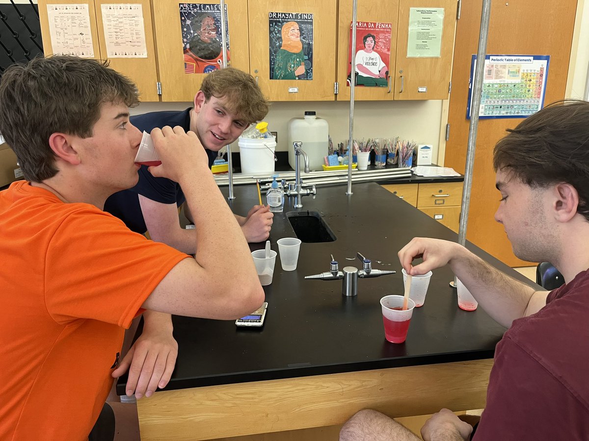 85° day makes a perfect day for a Kool-Aid lab! They made 3 solutions with different concentrations to try and find the best tasting mixture.