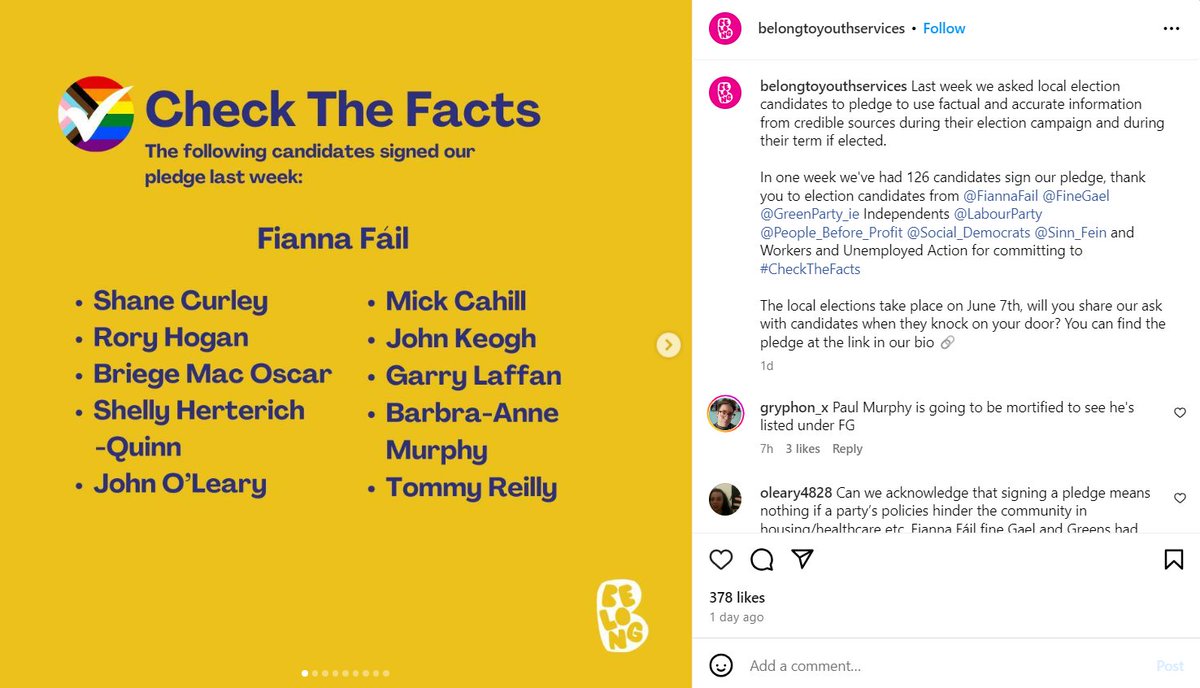 BeLongTo, a state funded charity which received over €800, 000 from Government departments in 2022, is campaigning to ask local election candidates to make a ‘pledge to use factual and accurate information from credible sources during their campaign and during their term if