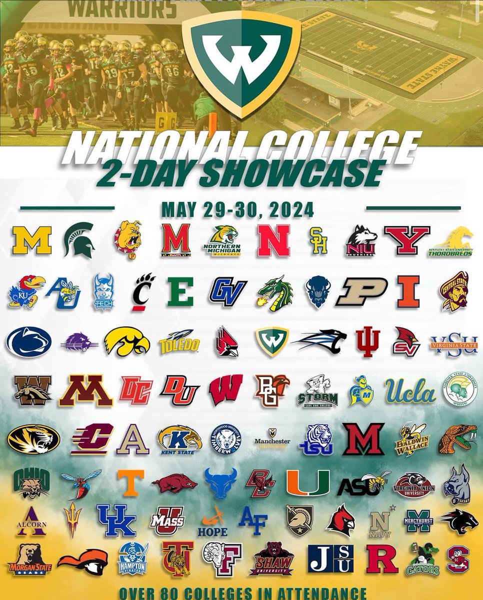 I will be at the Wayne state national college showcase May 29-30th!! <a href="/mgiannone/">Mike Giannone</a> <a href="/TarsFootball/">Anchor Bay Football</a> <a href="/alex_pallone/">Alex Pallone</a> <a href="/TheD_Zone/">The D Zone</a> <a href="/PrepRedzone/">Prep Redzone 🏈</a>