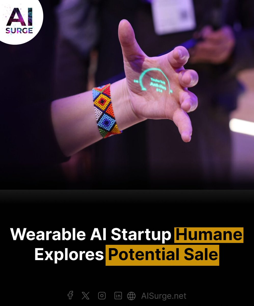 AI startup @Humane Inc. is seeking a buyer, sources say, following challenges with its wearable AI device launch. The company is working with a financial adviser on the matter, according to insiders. #HumaneAI #WearableAI