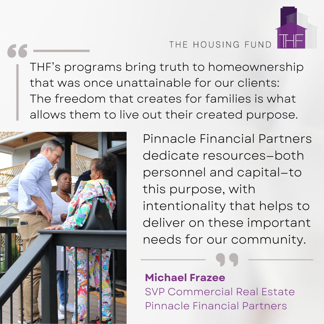 We recently honored our Board Member, Michael Frazee of Pinnacle Financial Partners, with the Outstanding Service Award on account of his loyal dedication to his role on our Board. Check out what Michael had to say about why he and Pinnacle so enjoy supporting our mission. 😍💜